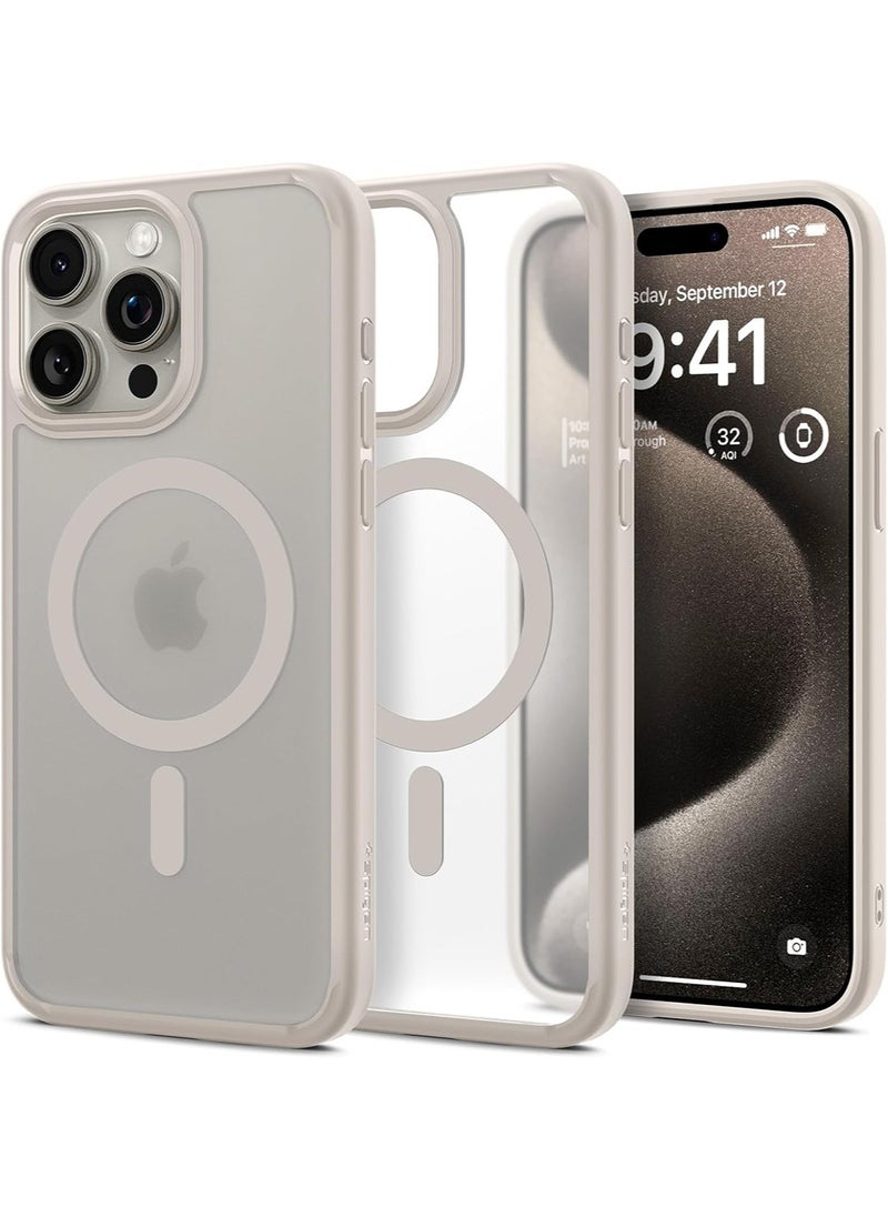 Spigen Ultra Hybrid MagFit for iPhone 15 Pro Case Cover with MagSafe - Frost Natural Titanium  - Image 1