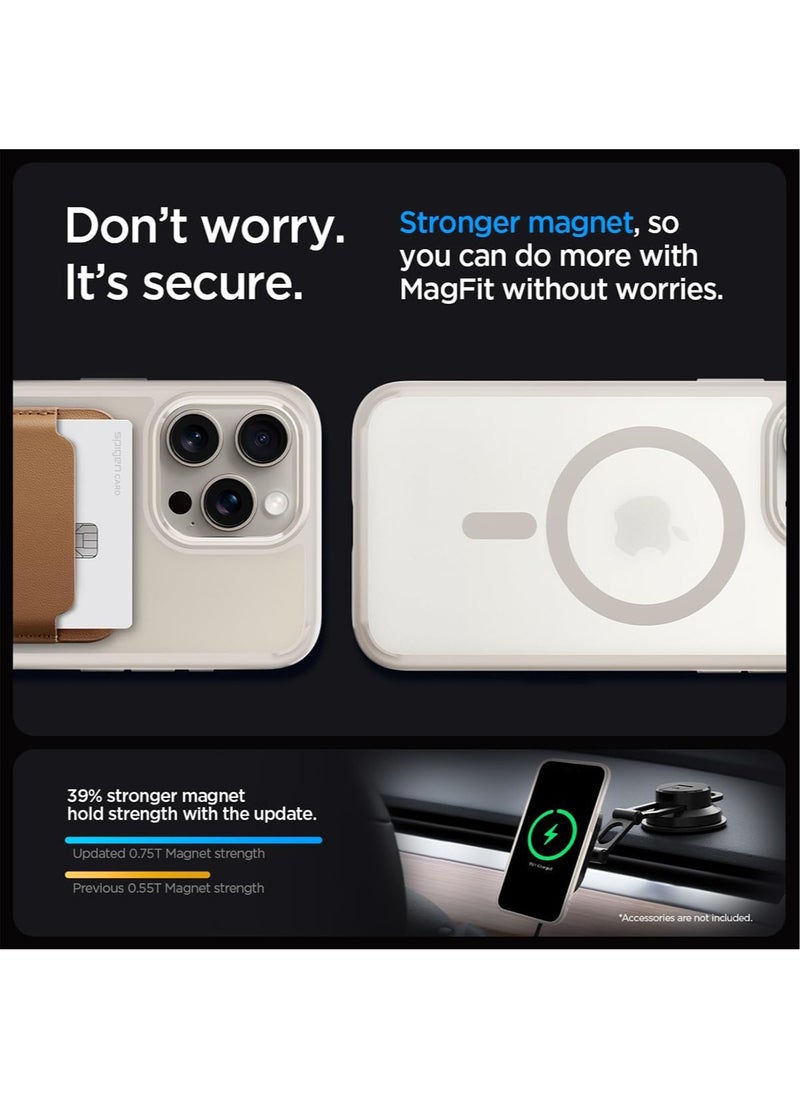Spigen Ultra Hybrid MagFit for iPhone 15 Pro Case Cover with MagSafe - Frost Natural Titanium  - Image 5