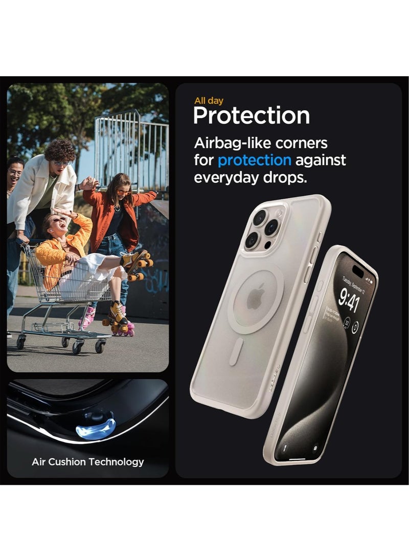 Spigen Ultra Hybrid MagFit for iPhone 15 Pro Case Cover with MagSafe - Frost Natural Titanium  - Image 4