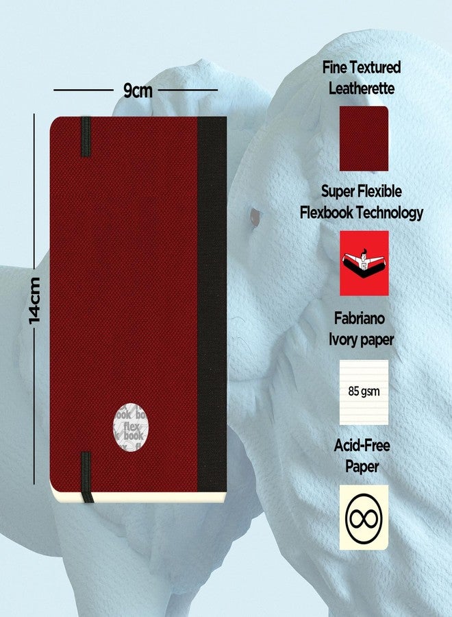 flexbook Adventure Notebook Ruled Red | Pocket | 9x14cm - A6 (Minus) | 192 pages | 85gsm Fabriano Ivory Paper | Fine Textured Cover | Elastic Band Closure | Bookmark included | Inner paper pocket - Image 3
