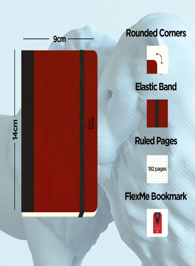 flexbook Adventure Notebook Ruled Red | Pocket | 9x14cm - A6 (Minus) | 192 pages | 85gsm Fabriano Ivory Paper | Fine Textured Cover | Elastic Band Closure | Bookmark included | Inner paper pocket - Image 2