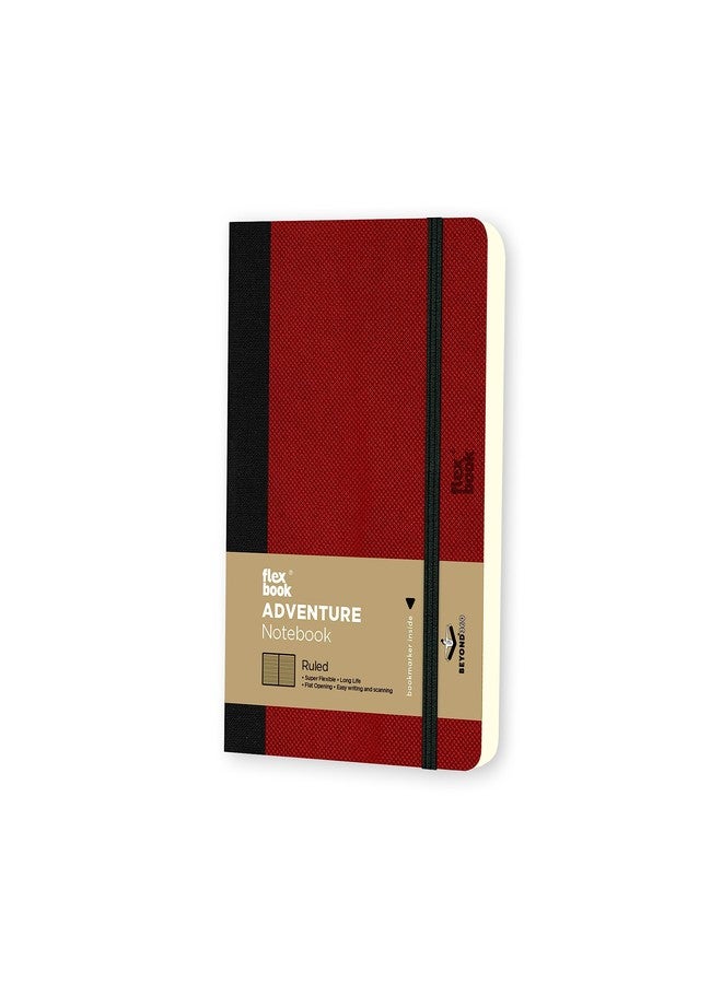 flexbook Adventure Notebook Ruled Red | Pocket | 9x14cm - A6 (Minus) | 192 pages | 85gsm Fabriano Ivory Paper | Fine Textured Cover | Elastic Band Closure | Bookmark included | Inner paper pocket - Image 1