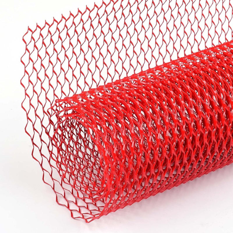 AggAuto Universal 40"x13" Car Grill Mesh - Aluminum Alloy Automotive Grille Insert Bumper 8x25mm Seagull Hole, One of the Most Multifunctional Shape Grids 100x33cm Red - Image 1