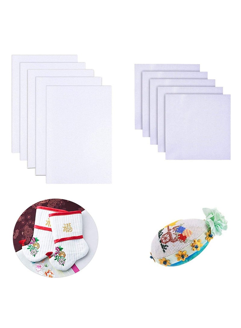 Captaintech 10 Pcs Embroidery Cloth, Classic Reserve Aida Cloth Cross Stitch Cloth, Reserve Aida Cloth, White Cross Stitch Cloth, Including 5 Pcs 30 × 45 cm and 5 Pcs 30 ×30 cm for Embroidery - Image 1