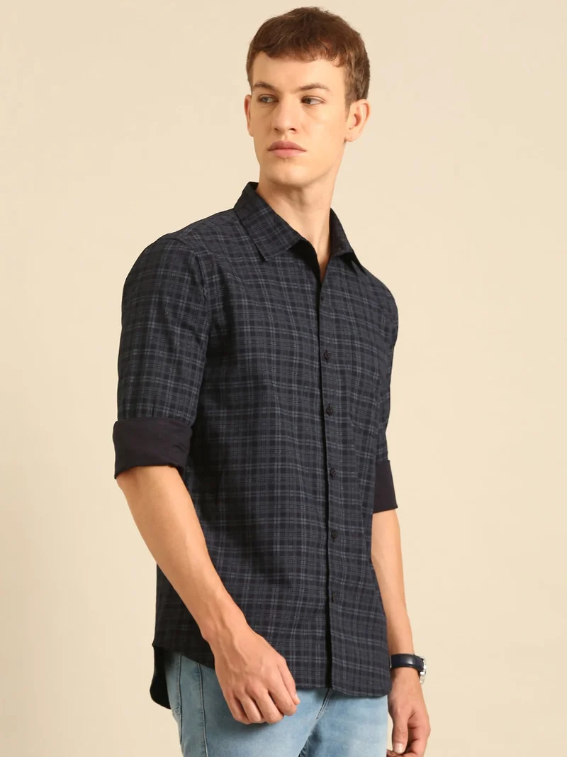 Joven  Navy Blue Casual Shirt for Men for Men | Best Price UAE