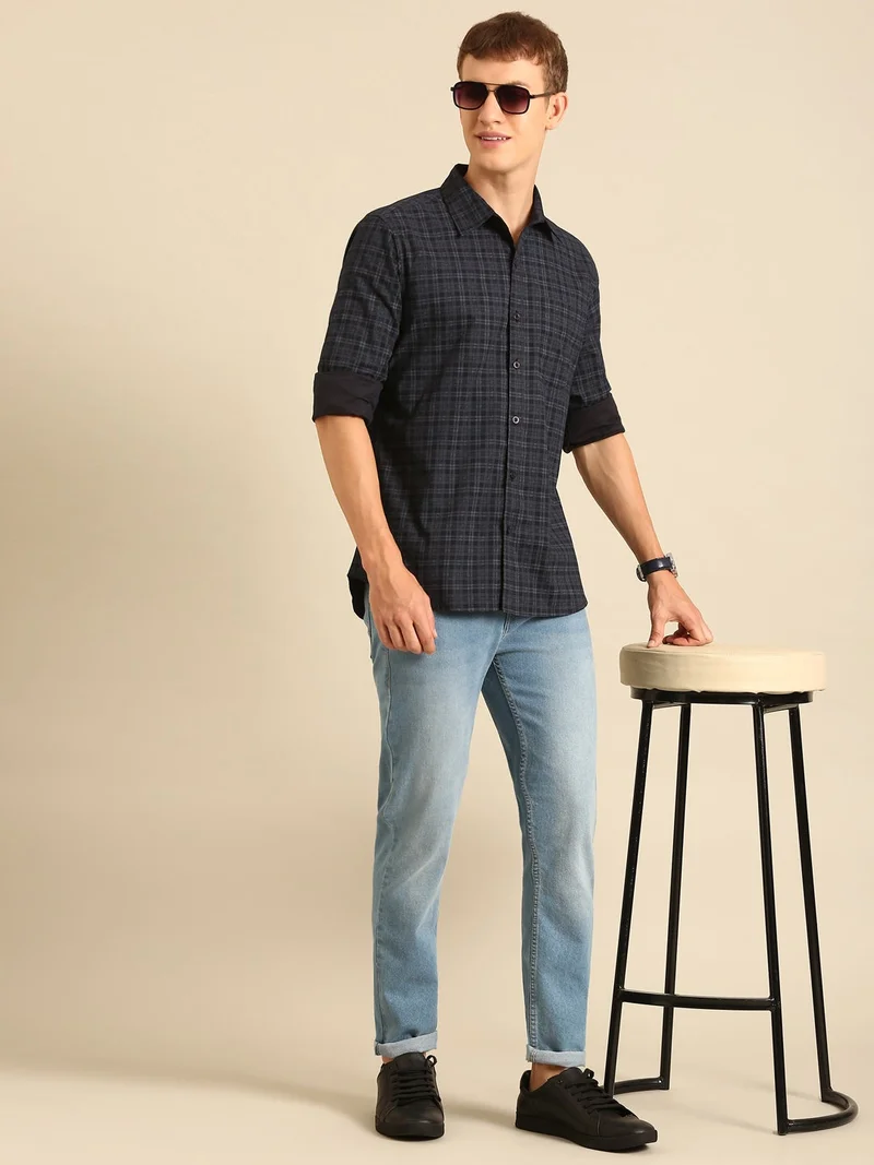 Joven  Navy Blue Casual Shirt for Men for Men | Best Price UAE