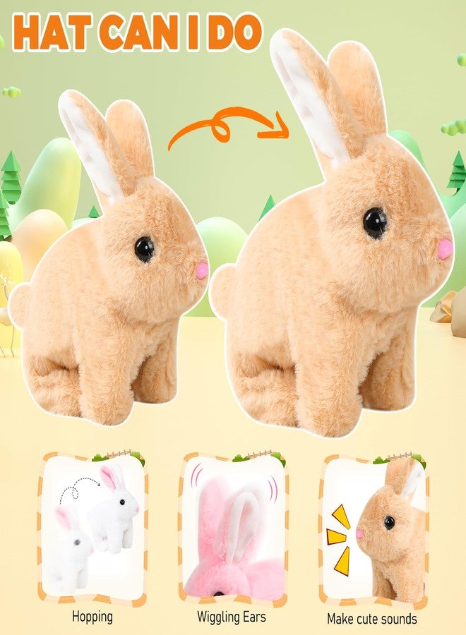 Vizela Bunby Realistic Rabbit Toy,Easter Realistic Rabbit Toys,Realistic Bunny Can Walk and Talk,7'' Interactive Plush Bunny,Hops,Twitches & Wiggles Ears,Lifelike Movements,Easter Gift(Brown) - Image 3
