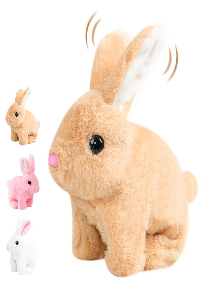 Vizela Bunby Realistic Rabbit Toy,Easter Realistic Rabbit Toys,Realistic Bunny Can Walk and Talk,7'' Interactive Plush Bunny,Hops,Twitches & Wiggles Ears,Lifelike Movements,Easter Gift(Brown) - Image 1