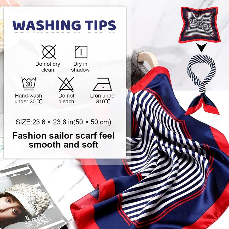 Patpat طقم قبعة بحار وشال للنساء والرجال زي بحري أزرق مع قبعة بحار بيضاء وقبعة كابتن وشال بحار - Image 3