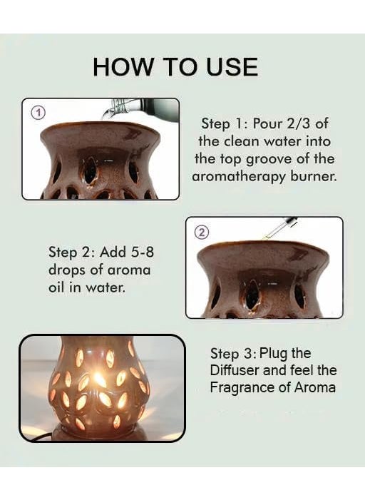Generic Matki Shape Electric Aroma Oil Diffuser Black 2 High Scented Lavender Oils 10ml Each for Home DecorOfficeTemple Strong LongLasting Aroma Oil Brown  - Image 3