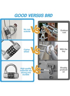 GNAFOTU Combination Padlock, Large 4-Position Outdoor Waterproof resettable Combination Padlock, 304 Stainless Steel Shackle, Suitable for Various Outdoor Places  - Image 2