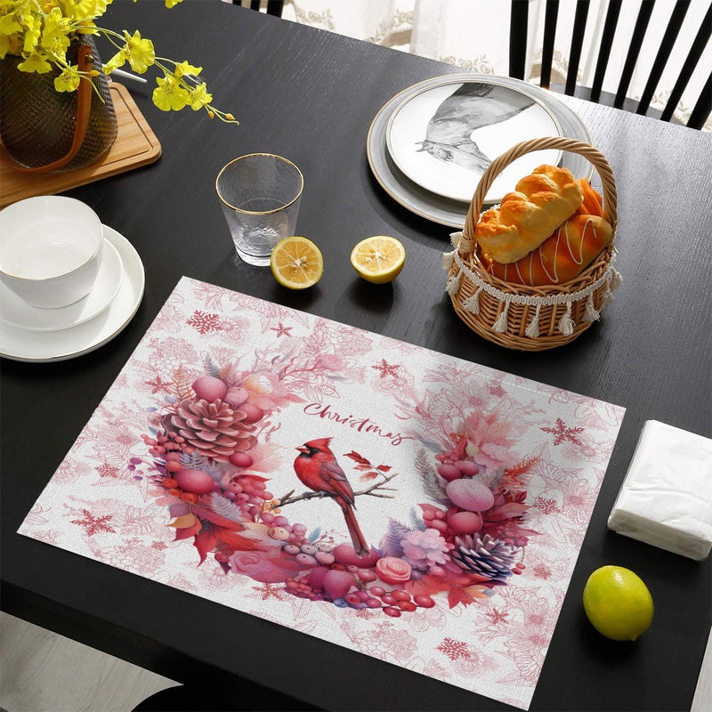 عيد الميلاد الجديد Placemats سلسلة الوردي سانتا كلوز شجرة عيد الميلاد ديكور المطعم المنزلي - Image 1