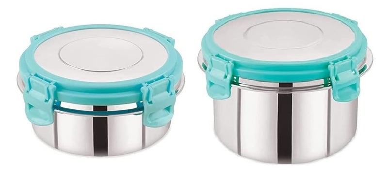 Foliam Leak Proof Click and Seal Lock Stainless Steel Storage/Air Tight Tiffin Container/Lunch Container with lid (Fusion 250+350ml) - Image 1