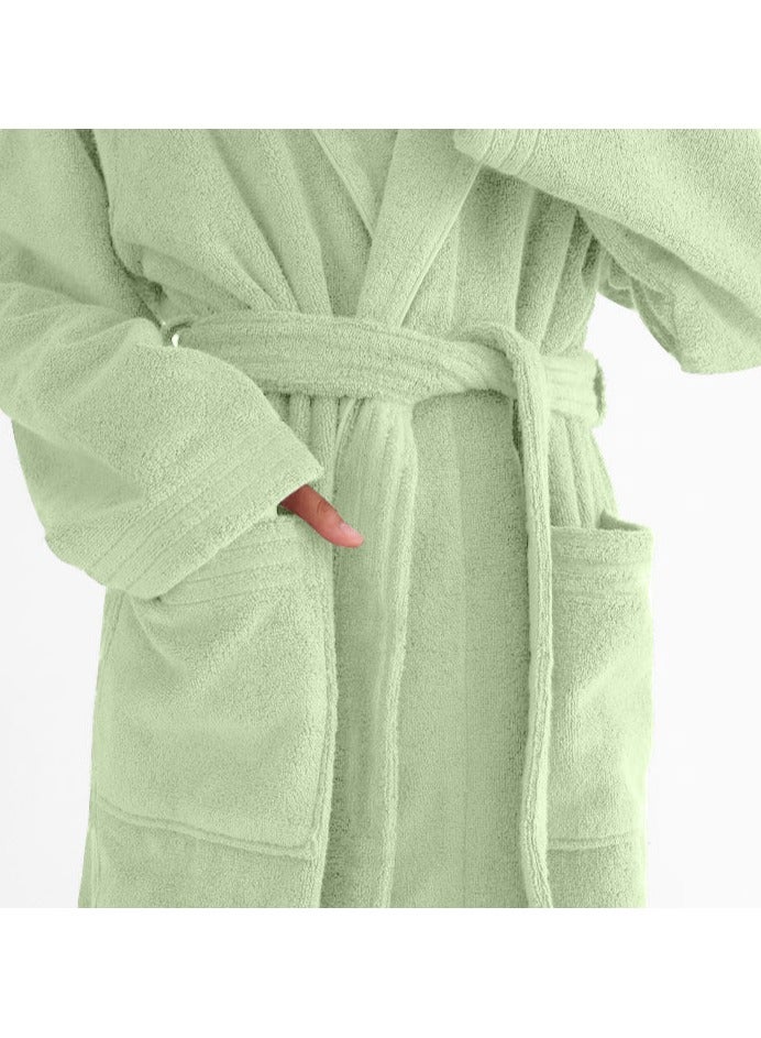 Cotton Plain Bathrobe Pista Green  - Image 3
