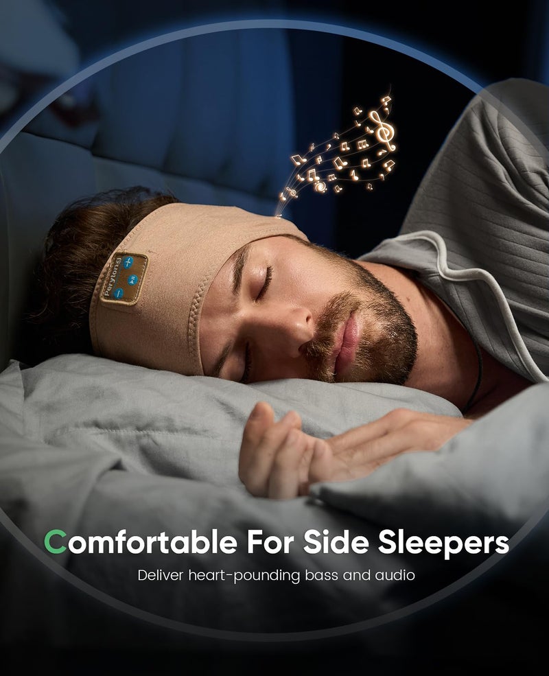 Perytong Sleep Headphones, Bluetooth 5.4 Sleep Headphones for Side Sleepers with Ultra-Thin HD Stereo Speakers, Wireless Earphones Sweat Resistant Sport for Men Women - Image 2