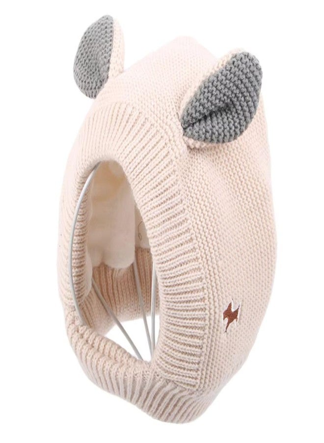 INFISPACE Baby's Super Warm Winter Woolen Skull Beanie Cap with Fur Inside | Monke Cap with Dog Ears (Age: 2 Years to 8 Years) (in, Age, 2 Years, 8 Years, Beige) - Image 1