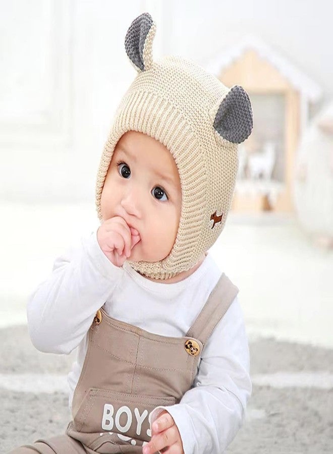 INFISPACE Baby's Super Warm Winter Woolen Skull Beanie Cap with Fur Inside | Monke Cap with Dog Ears (Age: 2 Years to 8 Years) (in, Age, 2 Years, 8 Years, Beige) - Image 2