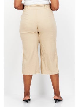 INC Women Plus Size Belted Plain Wide Leg Pant , Beige  - Image 2