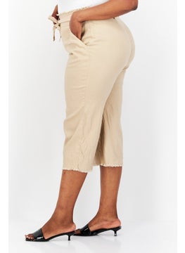 INC Women Plus Size Belted Plain Wide Leg Pant , Beige  - Image 3