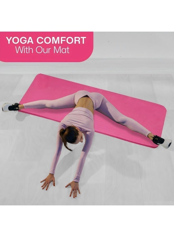 Yoga Mat with Carry Strap, 10mm Thick NBR Non-Slip Exercise Mat, Essentials Thick Yoga Mat Fitness & Exercise Mat with Easy-Cinch Yoga Mat Carrier Strap, for Pilates Gymnastics Stretching Fitness Workout Home Gym Outdoor Hiking Camping - Image 4
