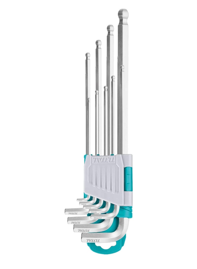 TOTAL Total Ball Point Hex Key Set - 9PCS S2 Long Arm Tools for Precision Fastening and Easy Access For Basic Home Repair And General Applications  - Image 5