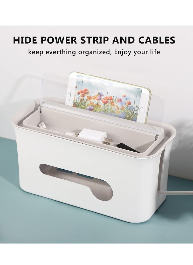 Generic Cable Management Box, Cord Organizer Box, Large and Medium Size Cord Box, Cord Hider Box with The Groove to Store The Chargers and Cable to Hide Surge Protector Cover on Desk or Floor (White)  - Image 2