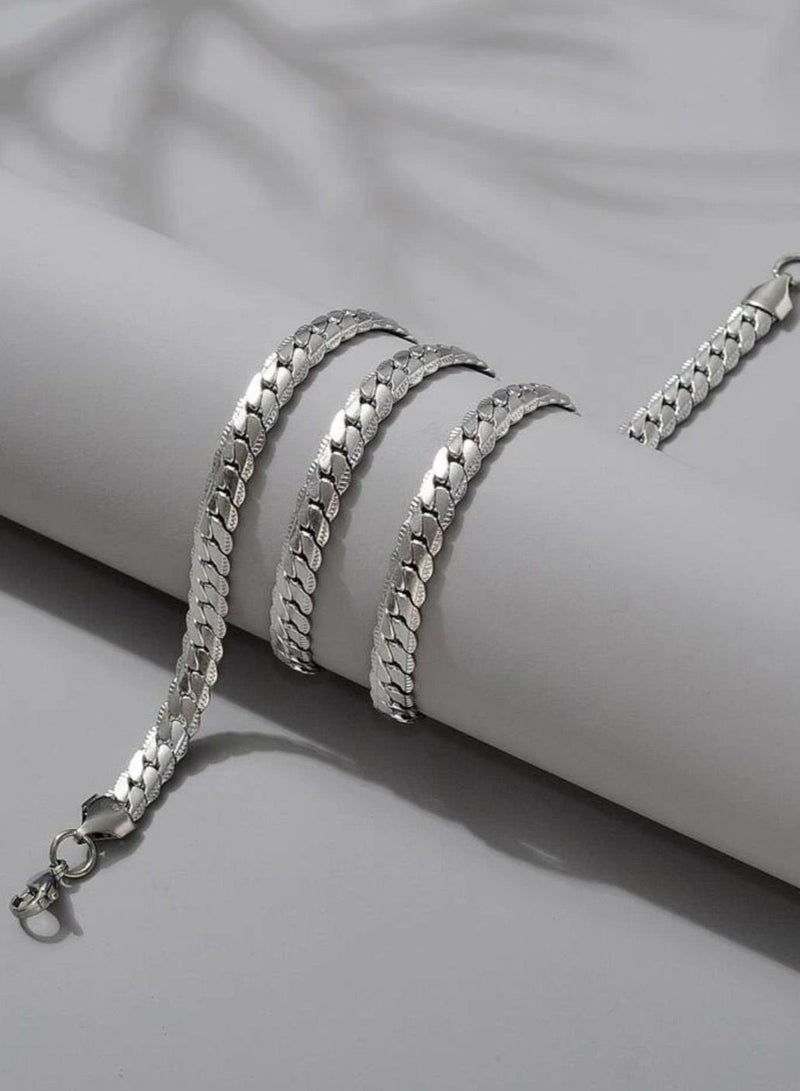 نون-شى سلسال شوكر نسائي أنيق مصنوع من الاستانلس ستيل باللون الفضي - Image 4