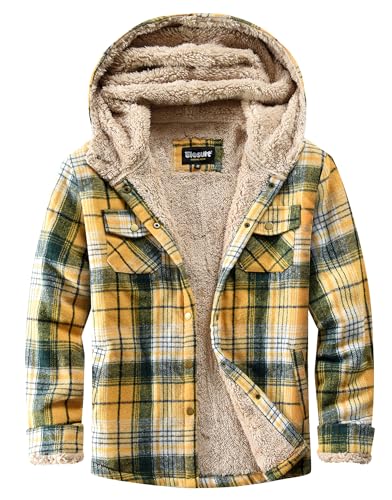 Elesuit Women's Plaid Jackets Flannel Hoodie Long Sleeve Button Down Fleece Fuzzy Hooded Jackets for Women Green X-Small - Image 1