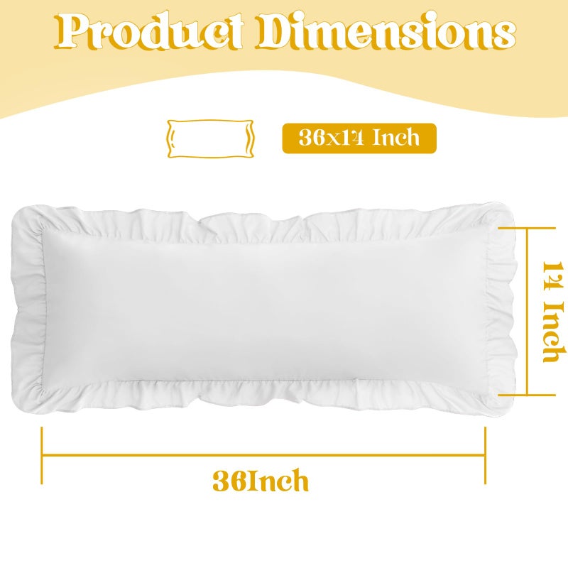 KKJIAF White Lumbar Pillow Covers 14x36 Inch Set of 1, Microfiber Ruffled Pillow Shams, Ruffle Sham Pillow Covers Lumbar Pillow Case for Couch Bed Livingroom - Image 3