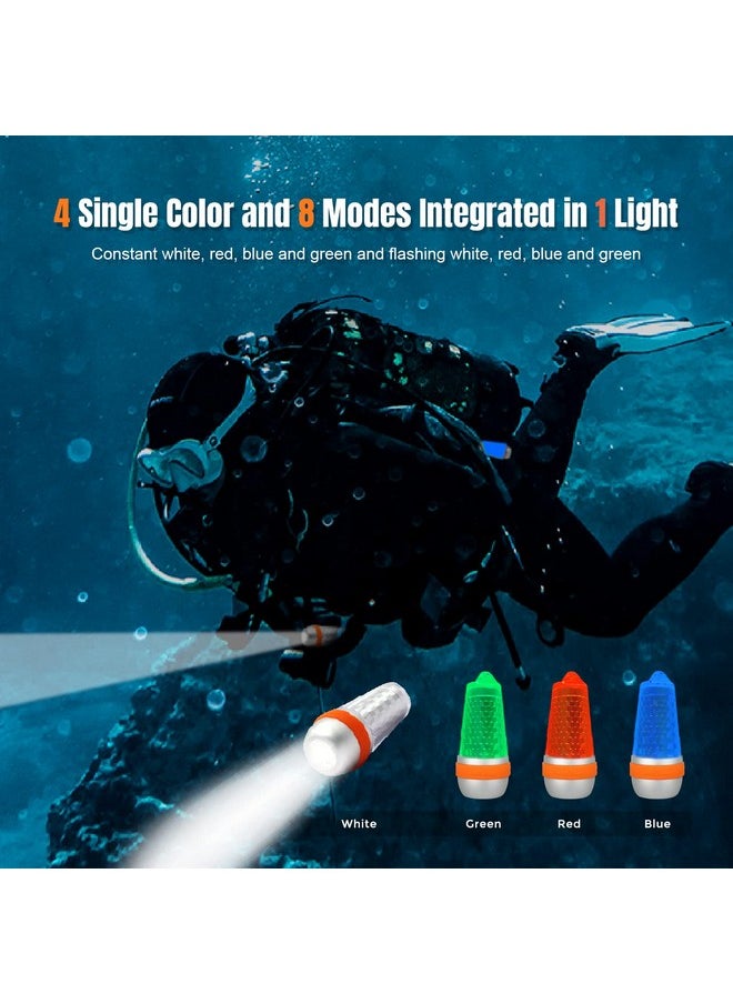 ORCATORCH - Sd03 Dive Beacon 4 Color In 1 (Blue Red White Green) 8 Modes Scuba Diving Signal Light With Constant Light Or Flashing Mode Night Dive Led Marker Light For 150M Underwater Diving - Image 1