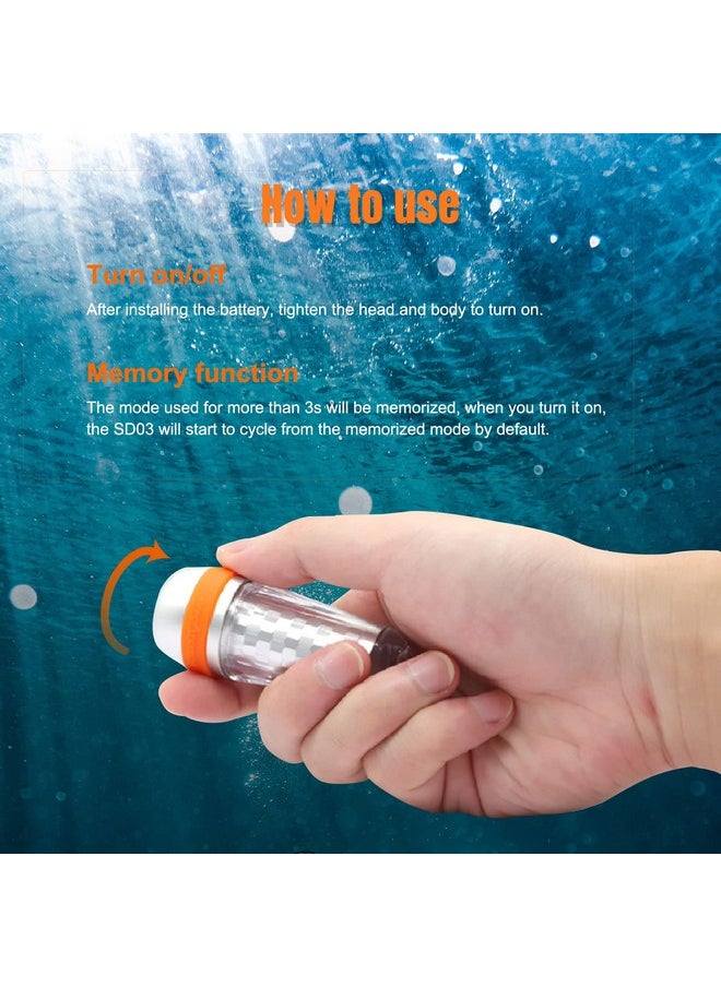 ORCATORCH - Sd03 Dive Beacon 4 Color In 1 (Blue Red White Green) 8 Modes Scuba Diving Signal Light With Constant Light Or Flashing Mode Night Dive Led Marker Light For 150M Underwater Diving - Image 1