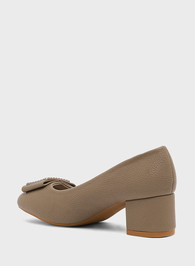 Pink Step Low Block Heeled Pump