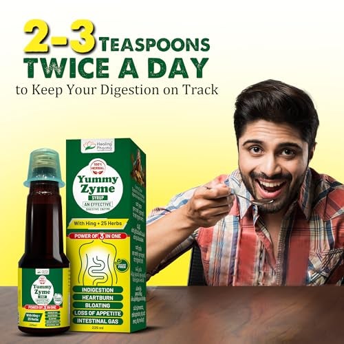 Healing Pharma - Yummy Zyme Digestive Enzyme Syrup | Ayurvedic Digestive Tonic with Hing & 25 Herbs | Relieves Indigestion, Bloating, Heartburn & Intestinal Gas | Sugar Free | 225 ml - Image 5