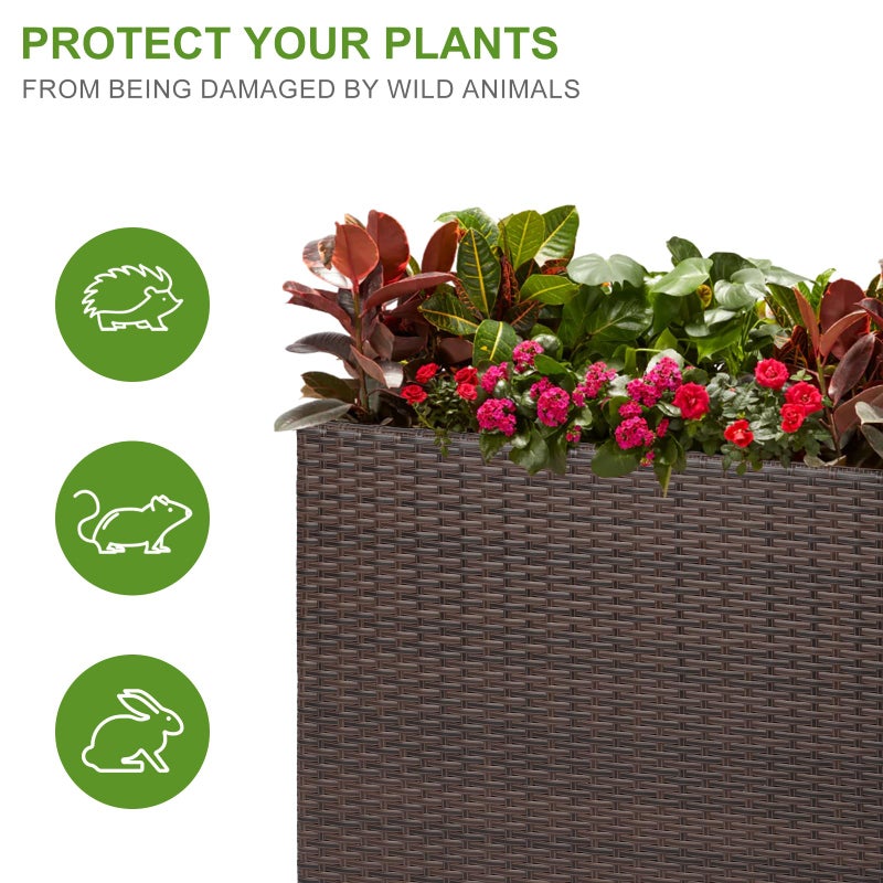 LEWIS&WAYNE Tall Planters for Outdoor Plants Handmade Wicker Large Rectangular Block Planter Box with Removable Liners Modern Planter for Indoor Outdoor Patio Deck - Brown - Image 5
