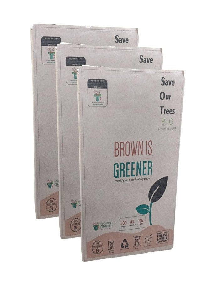 recycle.GREEN ورق تصوير A4 كبير الحجم (SOT - كبير) 95 جرام/متر مربع | مجموعة من 3 أوراق | صديق للبيئة - Image 1