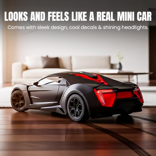 FormulaFun Inferno GT 1:16 Mini RC Car, High-Speed, 2.4GHz Remote, Rechargeable Battery, LED Lights, All-Terrain Sporty Matte Finish Design, RC Car for Kids 4+ Years – Black - Image 5
