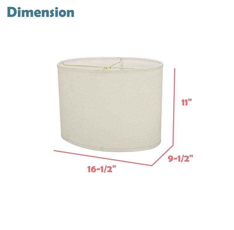 Aspen Creative 37041A Transitional Oval Hardback Shaped Spider Construction Lamp Shade in Off-White Cotton Fabric, 16 1/2" wide (9 1/2" + 16 1/2") x (9 1/2" +x 16 1/2") x 11" - Image 5