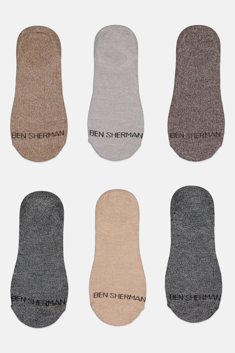 Ben Sherman Men 6 Pairs Brand Logo No Show Liner Socks, Multicolor  - Image 2