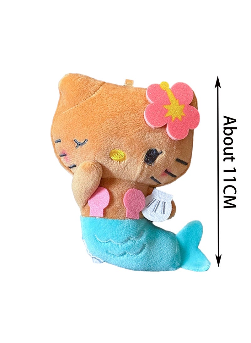 11cm Mermaid Kitty Cat Pendant Keychain Cute Plush Doll Schoolbag Accessories Toy Keychain Boy Girl Gift  - Image 2