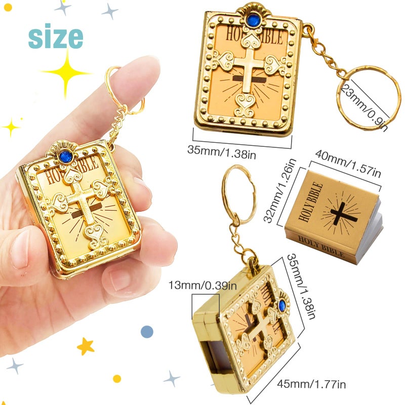 SYOWADA 16 Pcs Mini Bible Keychain Church Gifts Holy Bible Verse Keychains Religious Jesus Keychain Souvenir Christian Key Chain - Image 2