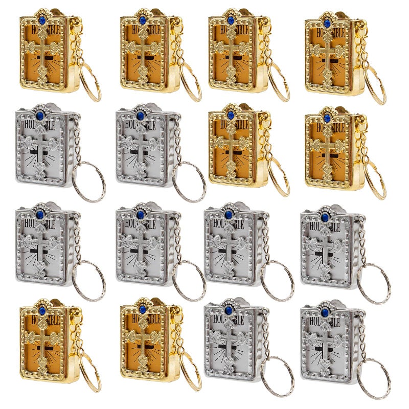 SYOWADA 16 Pcs Mini Bible Keychain Church Gifts Holy Bible Verse Keychains Religious Jesus Keychain Souvenir Christian Key Chain - Image 1