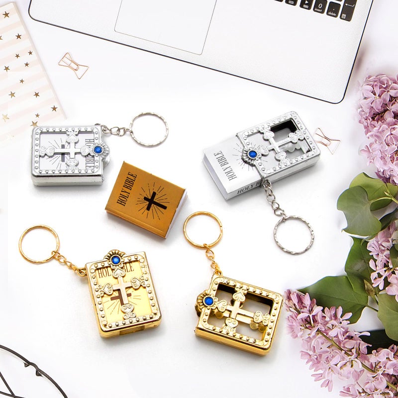 SYOWADA 16 Pcs Mini Bible Keychain Church Gifts Holy Bible Verse Keychains Religious Jesus Keychain Souvenir Christian Key Chain - Image 4