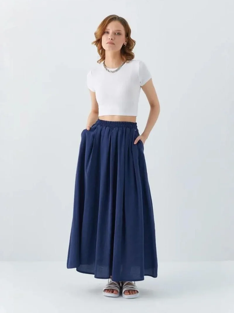 MixRay Mixray High-Waisted Long Skirt with Pockets