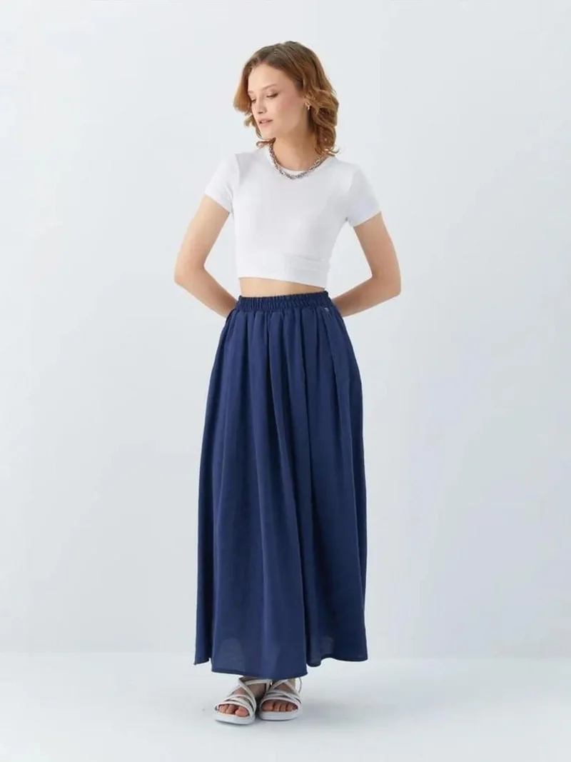 MixRay Mixray High-Waisted Long Skirt with Pockets