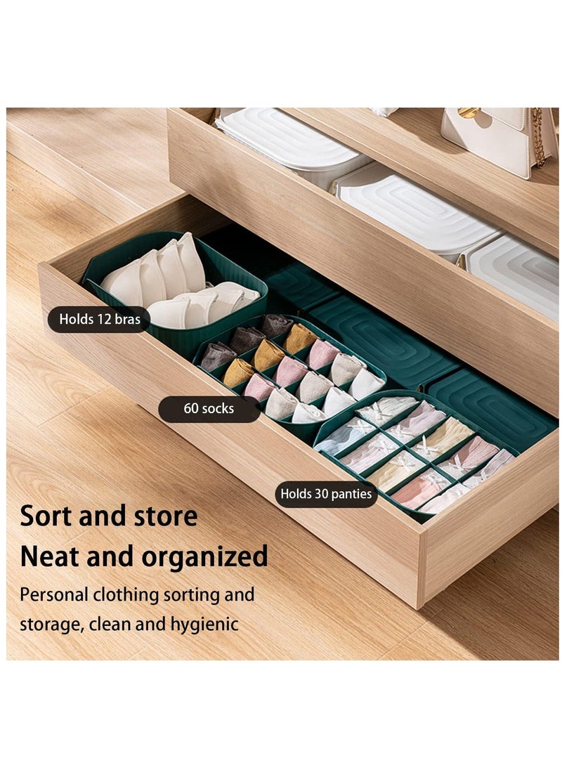 3 PCS Underwear Storage Organizer, Save Space Storage Box with Lid, Foldable Drawer for Bra Panties Socks  (Pink 0/15/10 Grid)