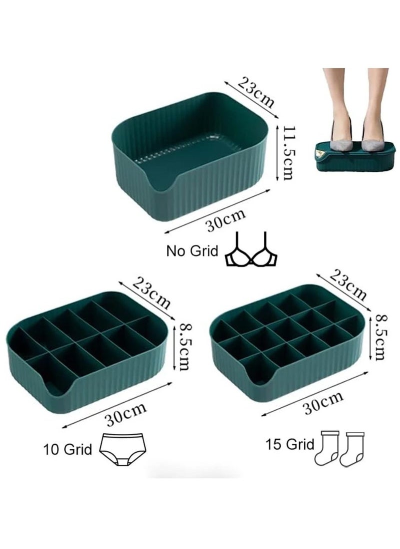 3 PCS Underwear Storage Organizer, Save Space Storage Box with Lid, Foldable Drawer for Bra Panties Socks  (Pink 0/15/10 Grid)