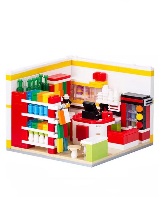 Loquat Creative Children's City Family Series Small Particle Puzzle Building Block Toys(Convenience Store 462PCS) - Image 1