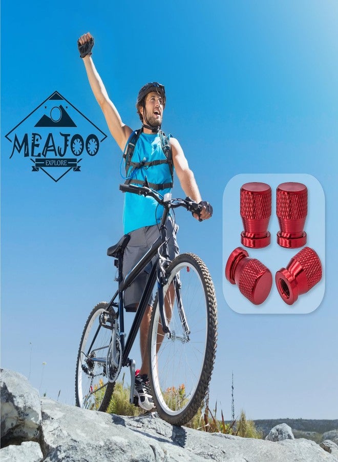 MEAJOO مجموعة أغطية صمامات إطارات السيارات من MEAJOO، 4 قطع، مصنوعة من سبائك الألومنيوم المؤكسدة الممتازة، مقاومة للتآكل والتسرب، مناسبة لجميع أنواع السيارات وسيارات الدفع الرباعي والدراجات والشاحنات والدراجات النارية (أحمر) - Image 5