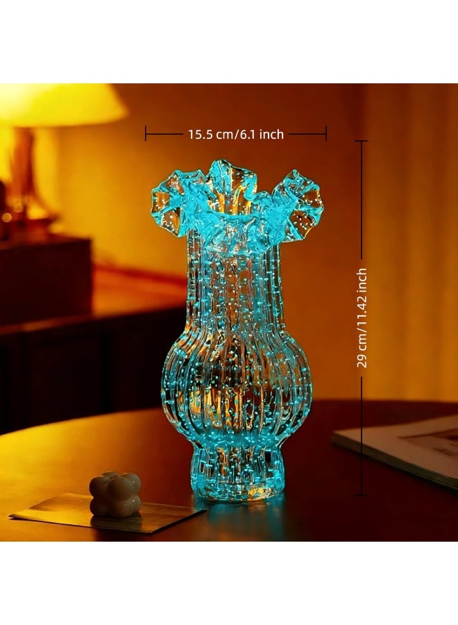 Handmade Glass Flower Vase Luminous Fluorescent Stone Vase for Flowers Decorative Vase for Home Decor Living Room Farmhouse Rustic Decorations Shelf Fireplace (Luminous, Large) - Image 3