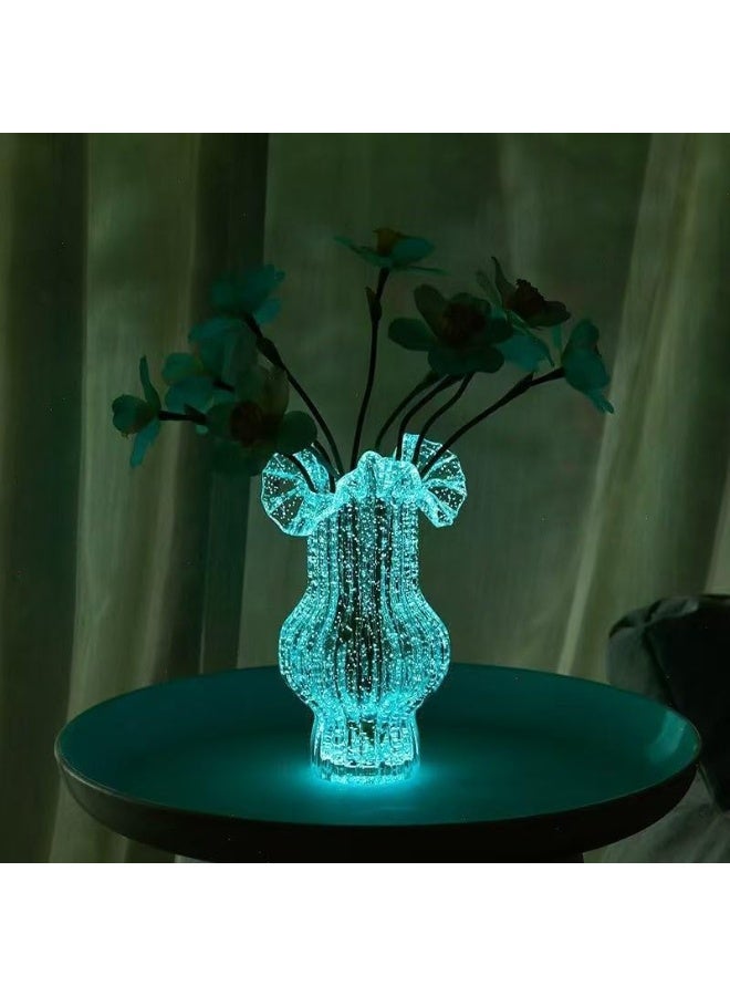 Handmade Glass Flower Vase Luminous Fluorescent Stone Vase for Flowers Decorative Vase for Home Decor Living Room Farmhouse Rustic Decorations Shelf Fireplace (Luminous, Large) - Image 1